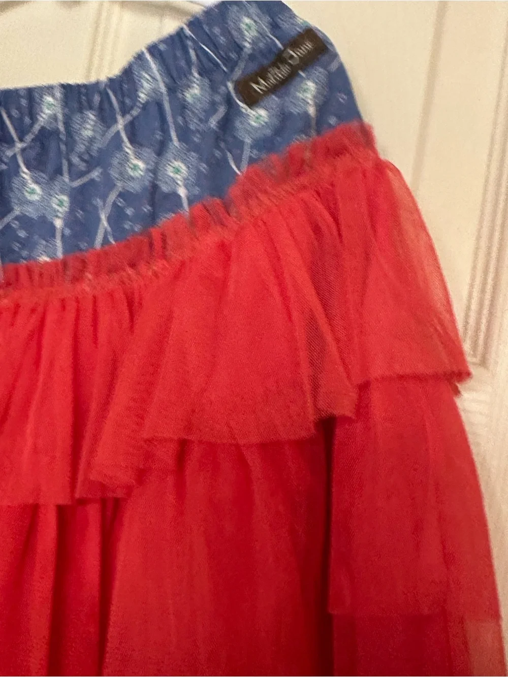 Matilda Jane Tiered Tulle Skirt with Blue Patterned Waistband